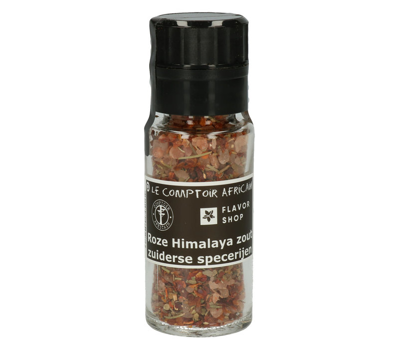 Pink Himalayan salt with Mediterranean herb mix - in black mill 90 g