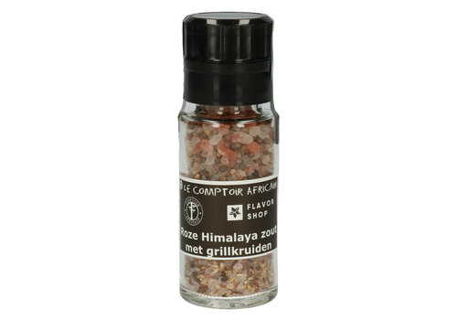 Le Comptoir Africain x Flavor Shop Rosa Himalaya-Salz mit Grillgewürzen – in schwarzer Mühle 110 g
