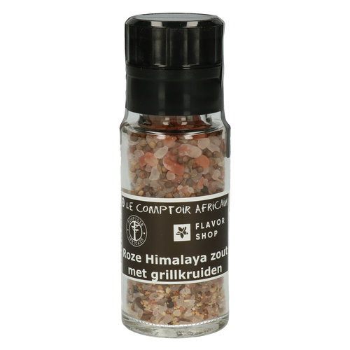 Roze Himalaya zout met grillkruiden - in zwarte molen 110 g 