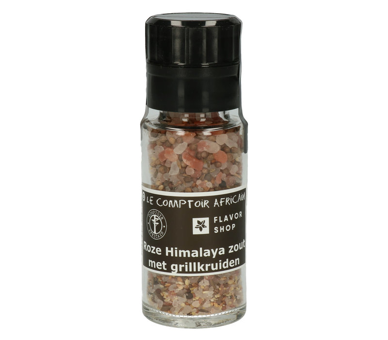 Rosa Himalaya-Salz mit Grillgewürzen – in schwarzer Mühle 110 g