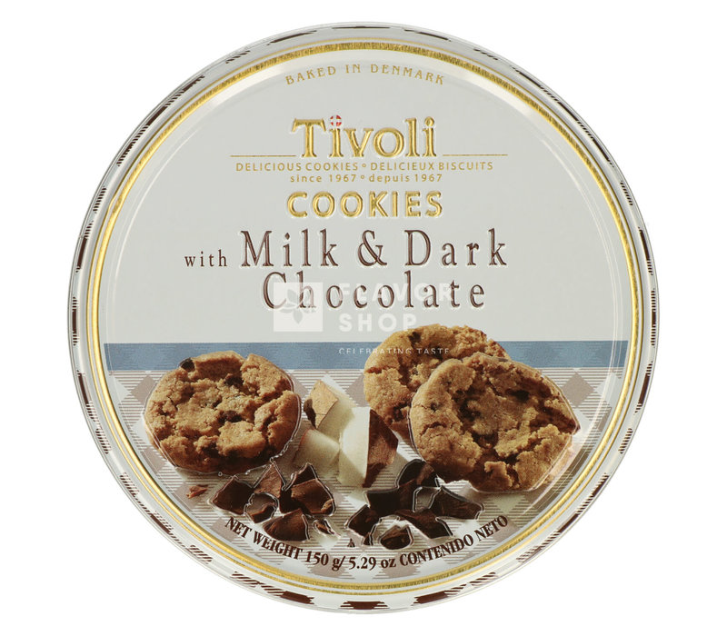 Tivoli Milk & Dark Chocolate Buttercookies Can 150 g