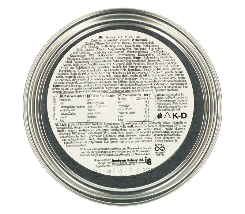 Tivoli Milk & Dark Chocolate Buttercookies Can 150 g