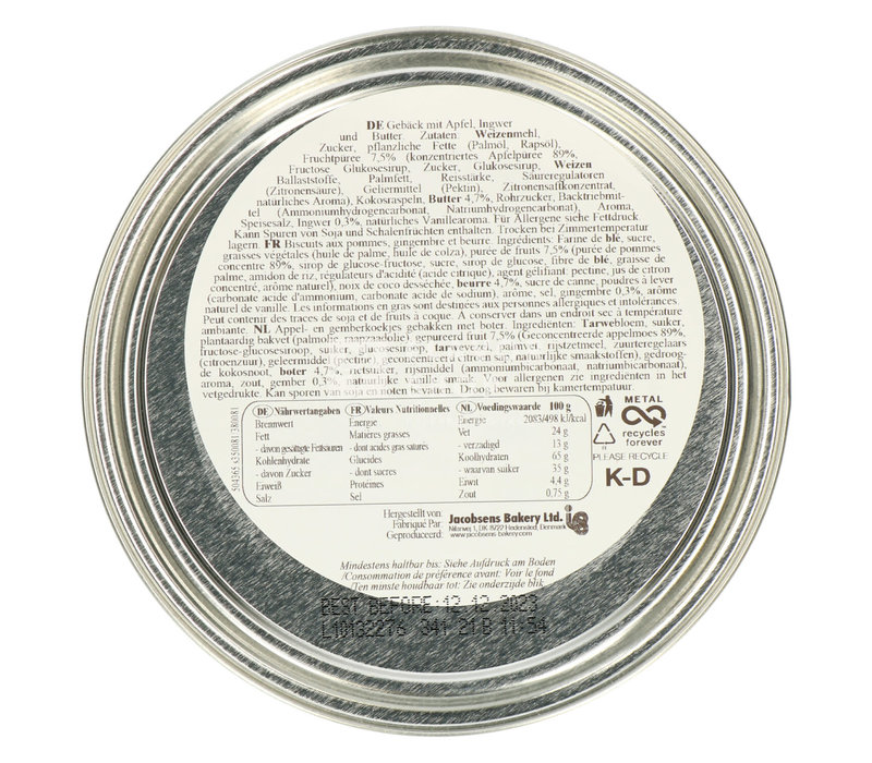 Boîte de biscuits au beurre Tivoli à  la pomme et au gingembre 150 g