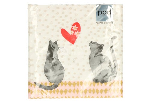 PPD Servietten Cats in Love 33x33 cm
