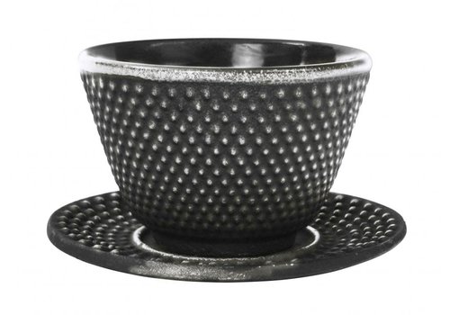 Teacup 12 cl + round saucer Arare, silver