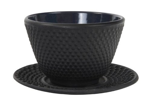 Teacup 12 cl + round saucer Arare, black