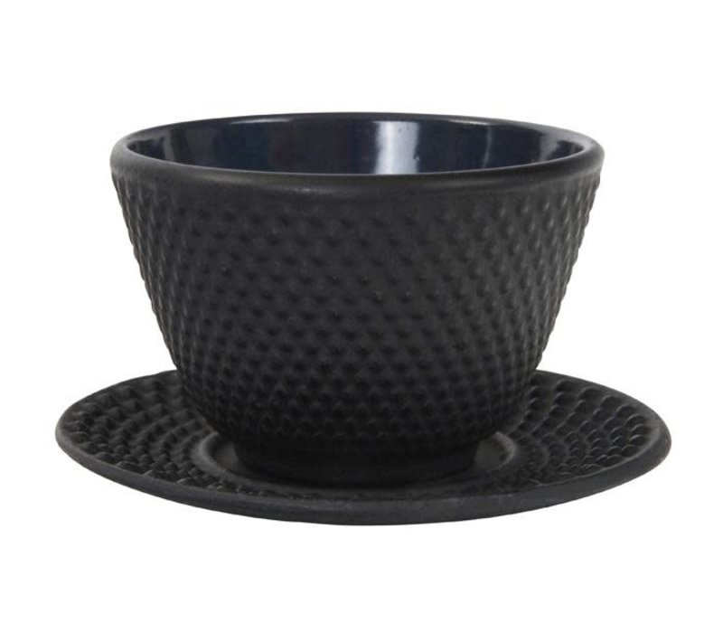 Teacup 12 cl + round saucer Arare, black