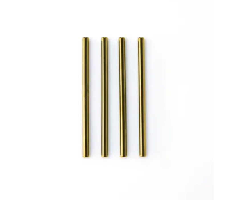 Set of 4 short cocktail straws made of stainless steel gold