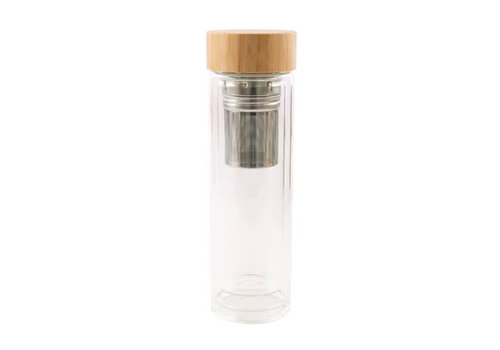 Point Virgule Doppelwandige Glas-Teeflasche mit Edelstahl-Teesieb, 420 ml