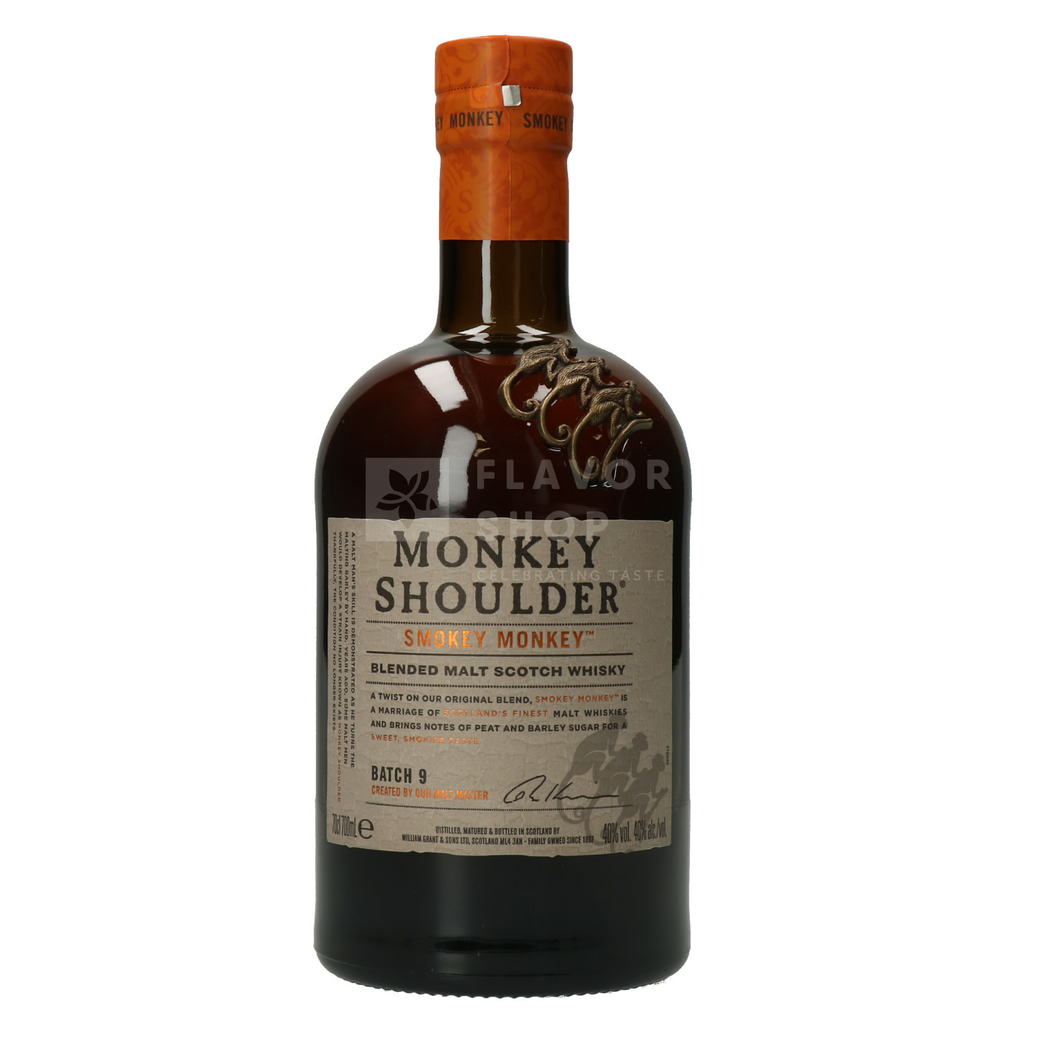 Bouteille vide de scotch whisky Monkey Shoulder