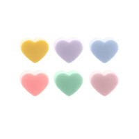 Ensemble de 6 marqueurs de verre cœur multicolore en silicone