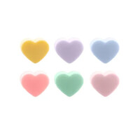 Set of 6 glass markers made of silicone multicolor heart