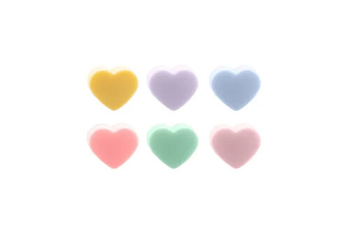 Dotz Set of 6 glass markers made of silicone multicolor heart