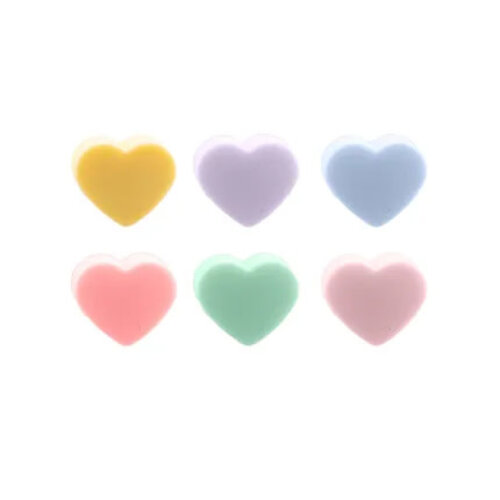 Set mit 6 Glasmarkern aus Silikon mit mehrfarbigem Herz 