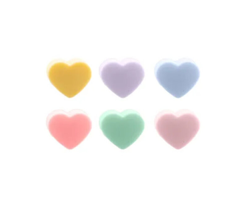 Set of 6 glass markers made of silicone multicolor heart