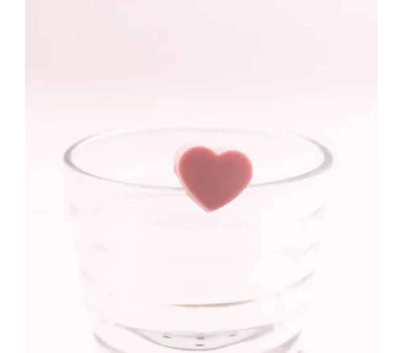 Set mit 6 Glasmarkern aus Silikon mit mehrfarbigem Herz