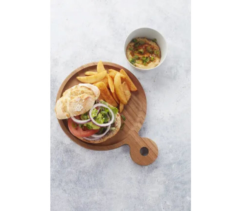 Planche à  hamburger en bois d'acacia avec poignée ronde à¸ 20cm FSC ®