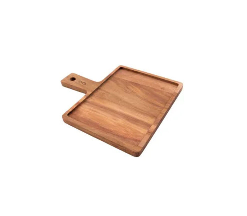 Hamburgerplank uit acaciahout met handvat 30x25cm FSC ®