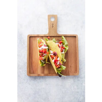 Planche à  hamburger en bois d'acacia avec poignée 30x25cm FSC ®