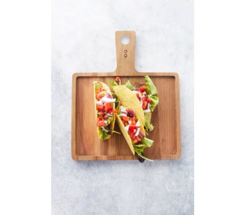 Planche à  hamburger en bois d'acacia avec poignée 30x25cm FSC ®