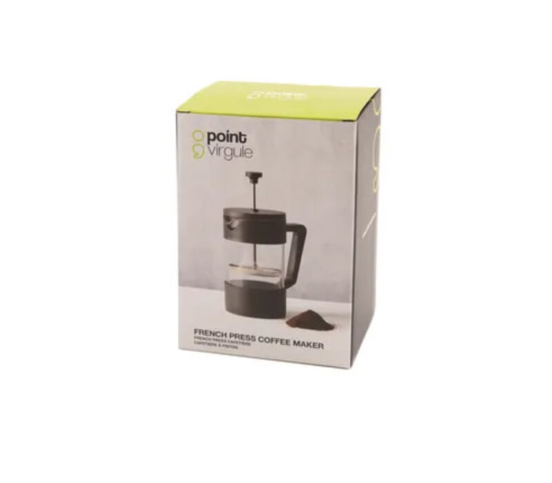 French-Press-Kaffeebereiter aus schwarzem Glas, 600 ml