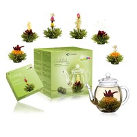 "BloomingTea" gift set Green tea and glass tea pot
