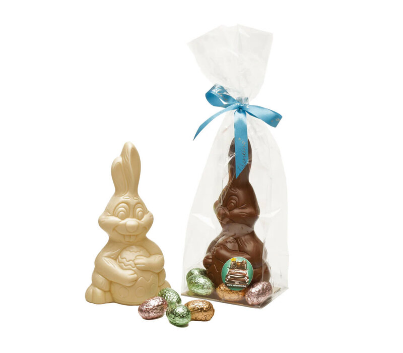 Lapin de Pâques 150 g et œufs pralinés 100 g (total 250 g)