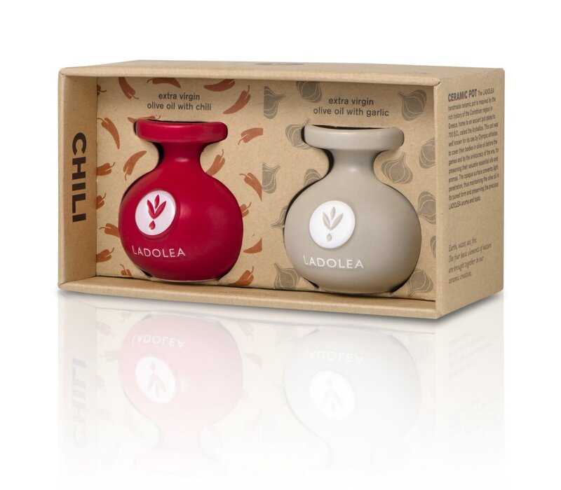 Extra natives Olivenöl mit Chili und Knoblauch 2 x 80 ml