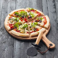 Pizzames met serveerplank uit acaciahout 43.5x32.5x1.4cm