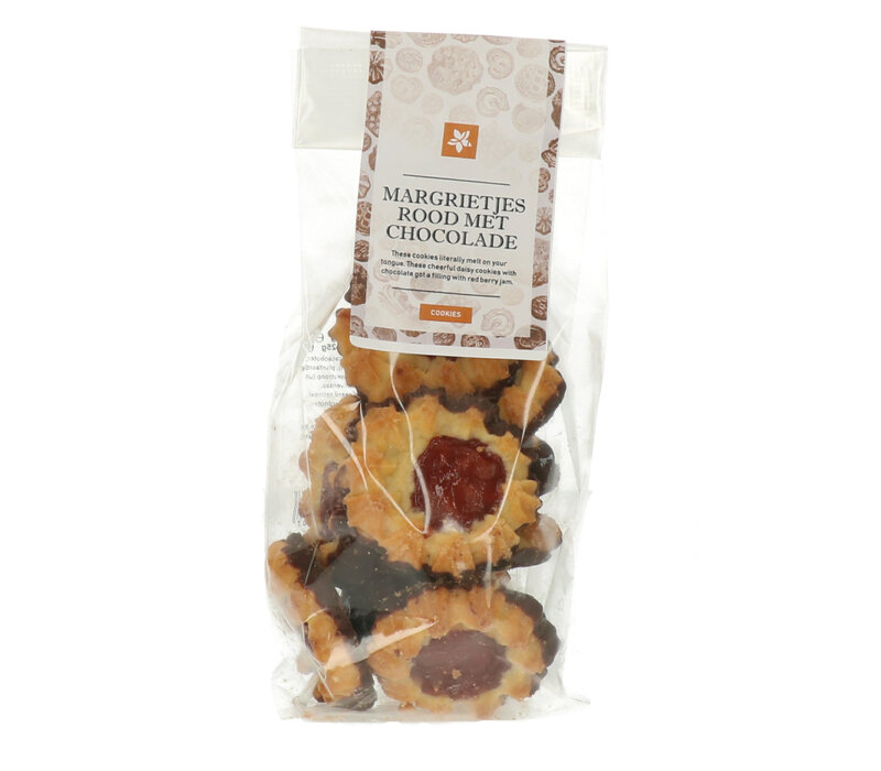 Red daisies with chocolate 125 g
