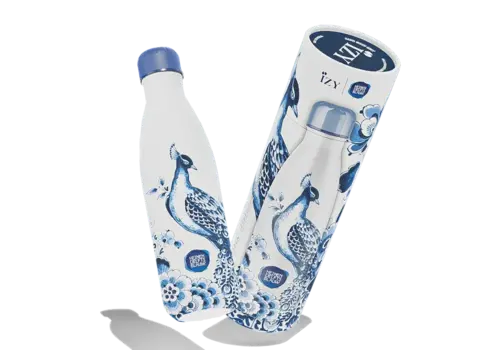 IZY Drinkfles 500 ml Delfts Blue Peacock - giftbox