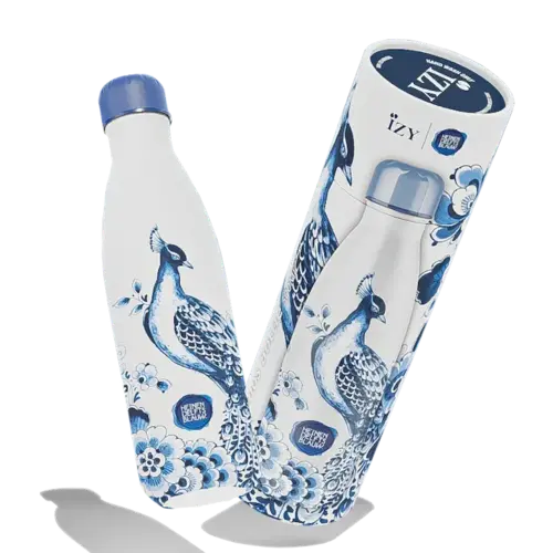 Trinkflasche 500 ml Delft Blue Peacock - Geschenkbox 