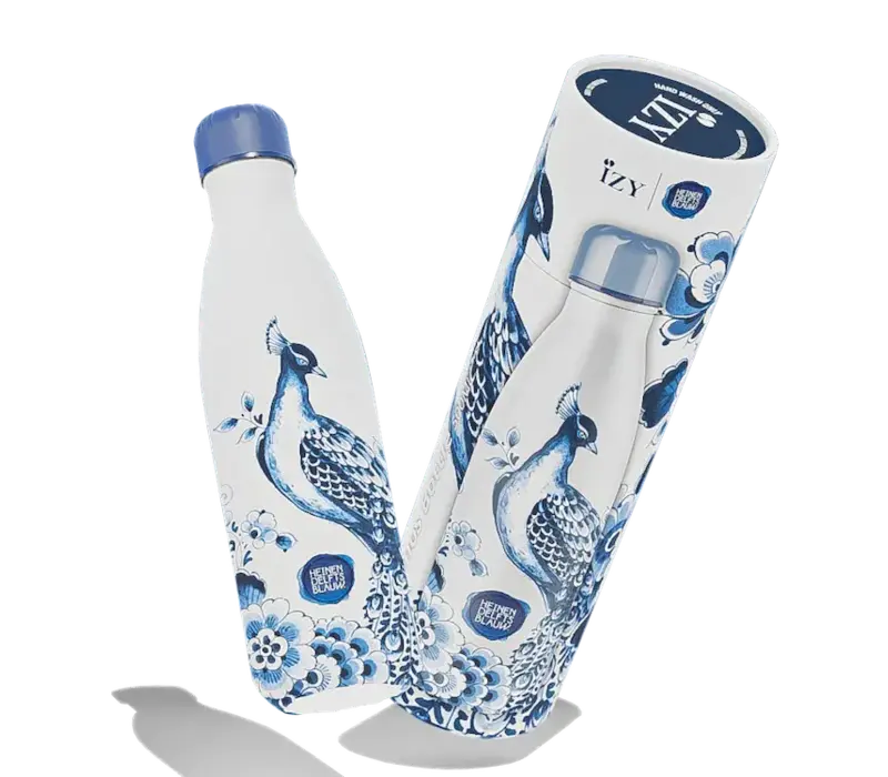 Gourde 500 ml Delft Bleu Paon - coffret cadeau
