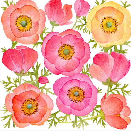 Servietten Poppy Paradise 25x25 cm 