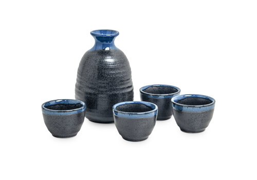 Edo Japan Set Saké Noir/bleu 5 pièces - coffret cadeau