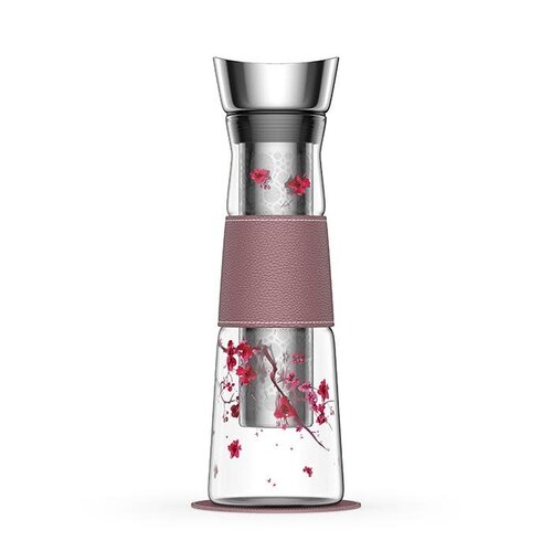 Glazen fles met filter 1,25 L - Cherry Blossom - Giftbox 