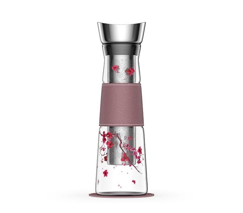 Glass bottle with filter 1.25 L - Cherry Blossom - Gift box