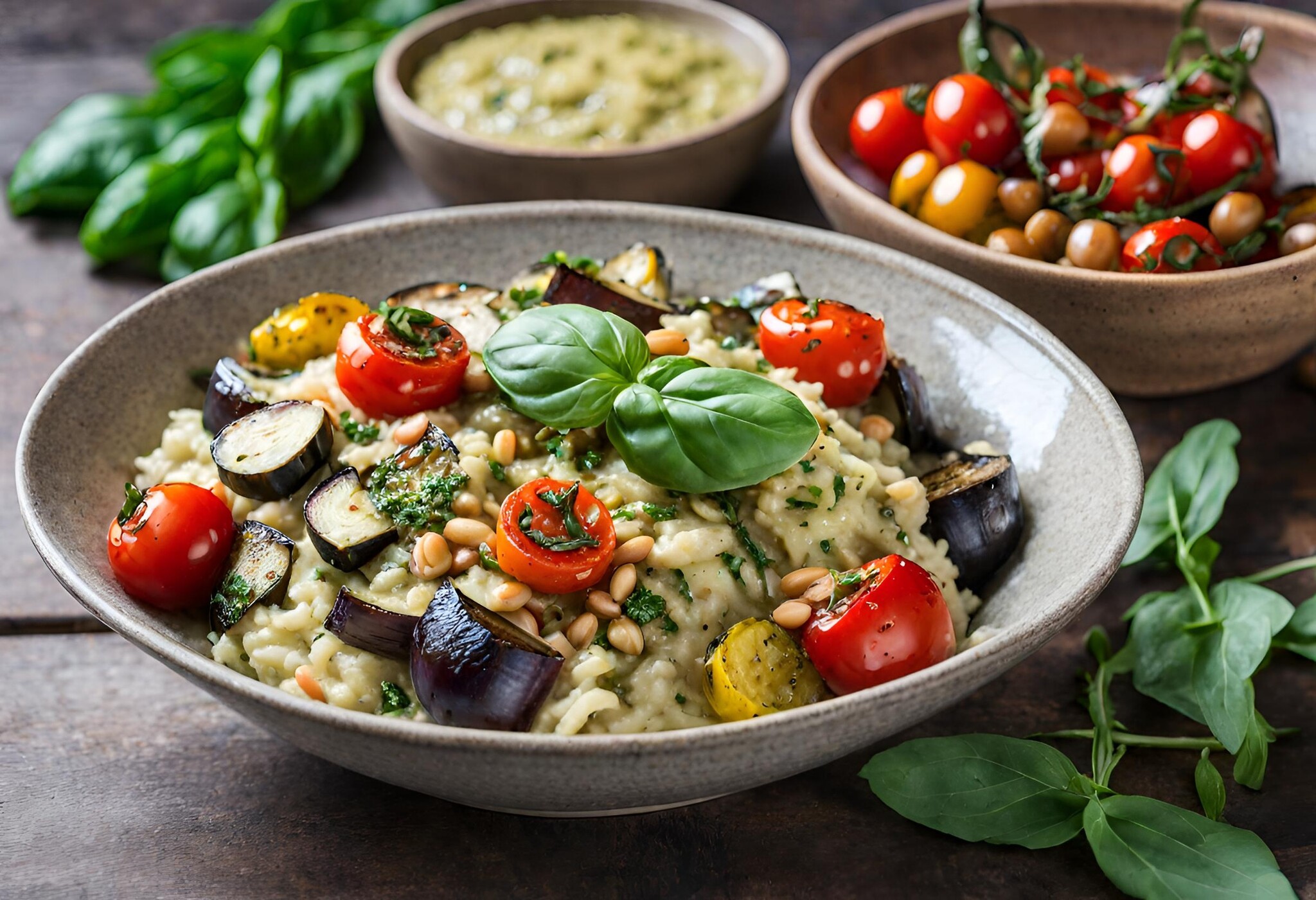 Gegrilde Groenten en Artisjok Pesto Risotto Bowl