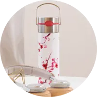 Stainless steel tea bottle On-The-Go with filter - LEEZA Cherry Blossom