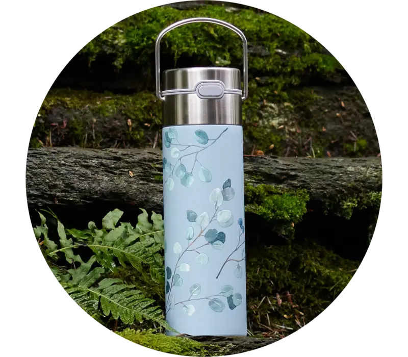 Stainless steel tea bottle On-The-Go with filter - LEEZA Eucalyptus