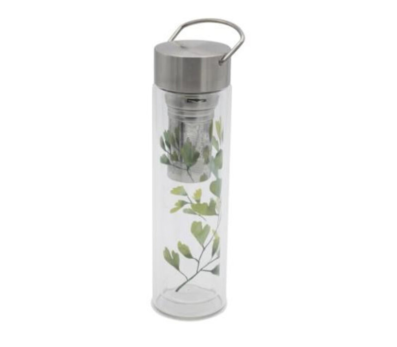 Glass tea bottle On-The-Go with filter - Gingko