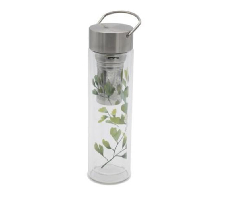 Glazen theefles On-The-Go met filter - Gingko