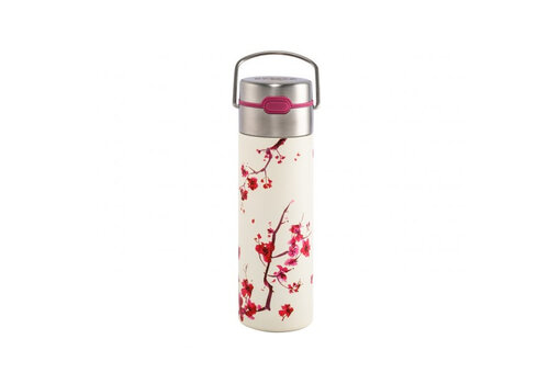 Eigenart RVS theefles On-The-Go met filter - LEEZA Cherry Blossom