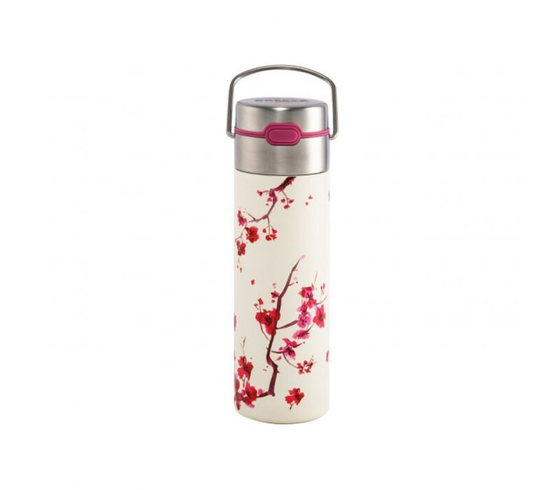 RVS theefles On-The-Go met filter - LEEZA Cherry Blossom