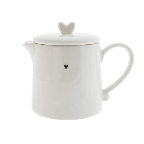 Teapot White with small black heart 