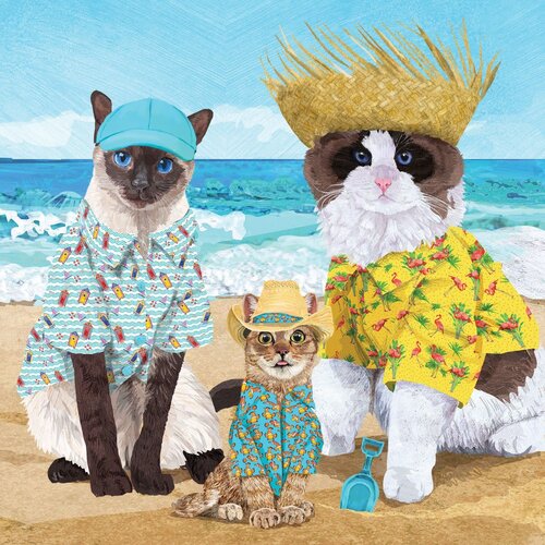Servietten Cats' Beach Party 33x33 cm 