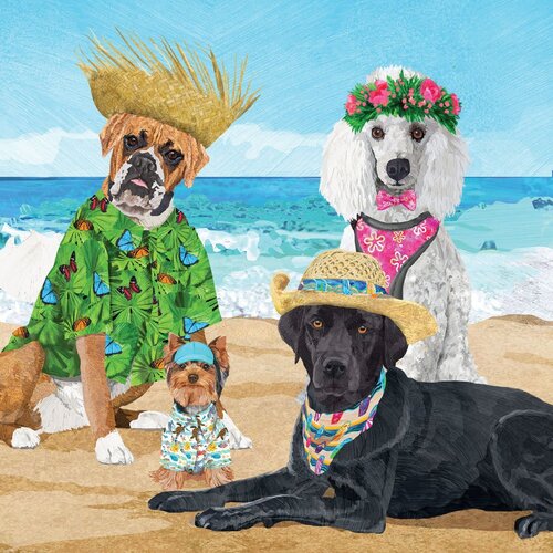 Servietten Dogs' Beach Party 33x33 cm 