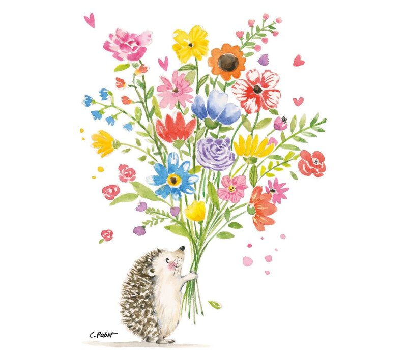 Serviettes Hedgehog with flowers 33x33 cm