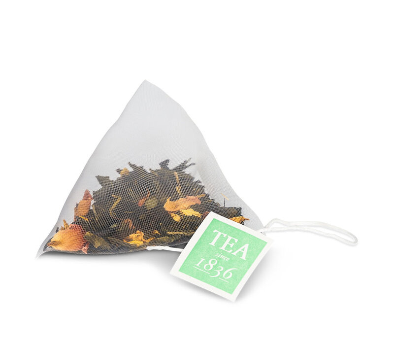 Black/Green Peach tea bags in tin - 10 pieces