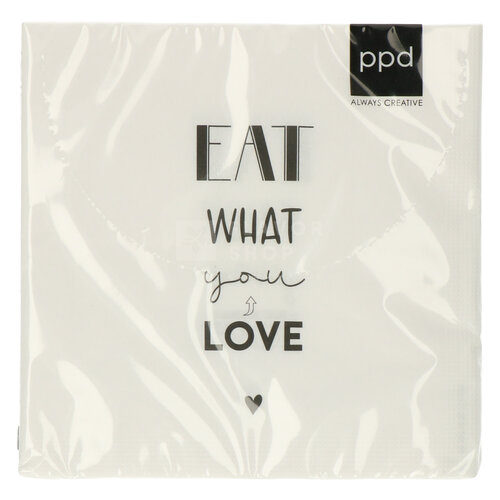 Serviettes Eat what you love 33x33 cm 